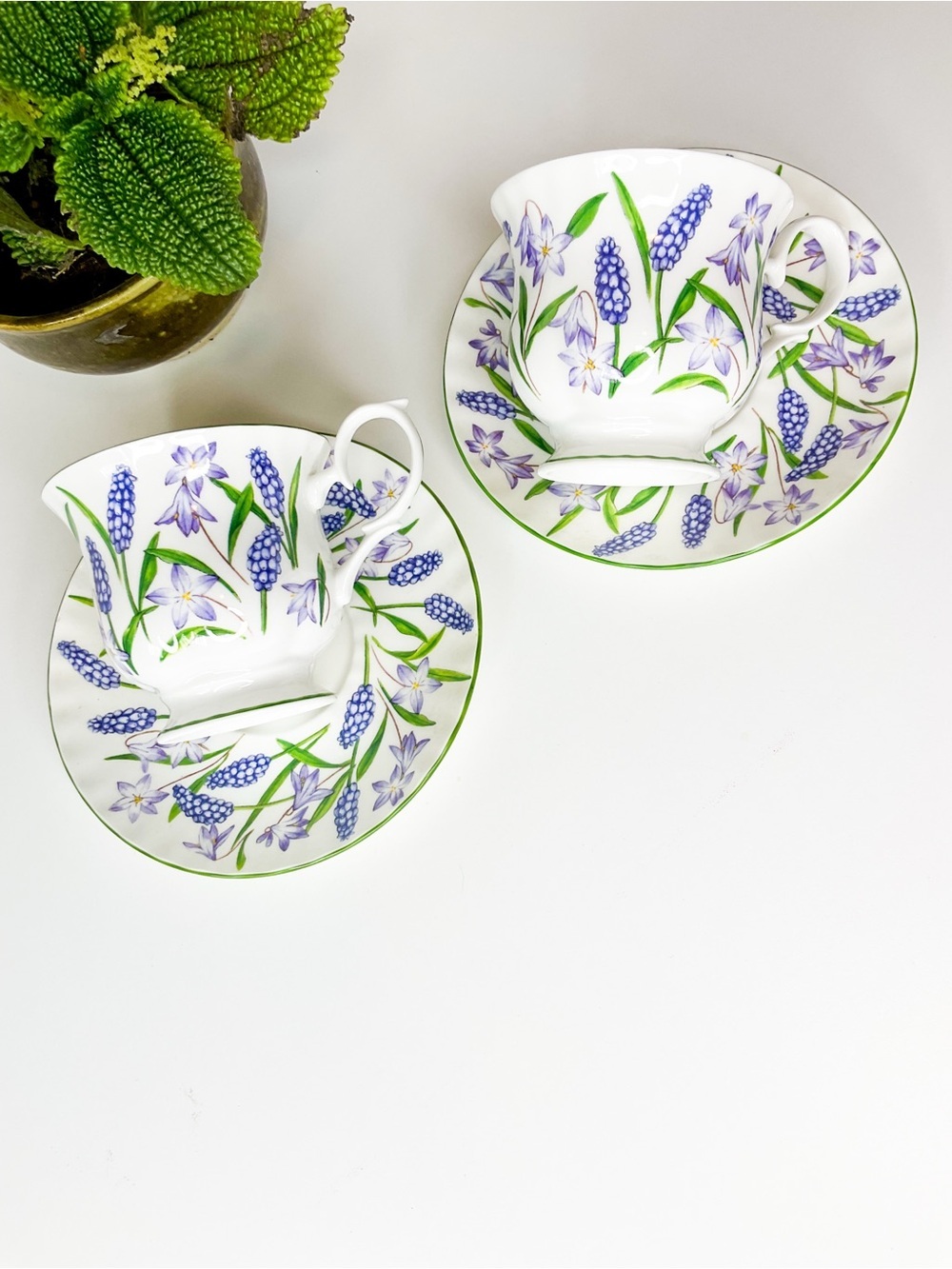 Vintage DUCHESS Purple Floral Porcelain Tea Cup & Saucer Set